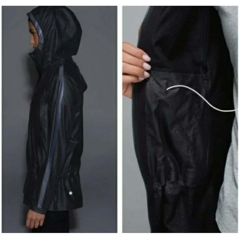 LULULEMON The Drizz‎ Jacket Grey size 10 Waxed Coated Water Resistant Reflective